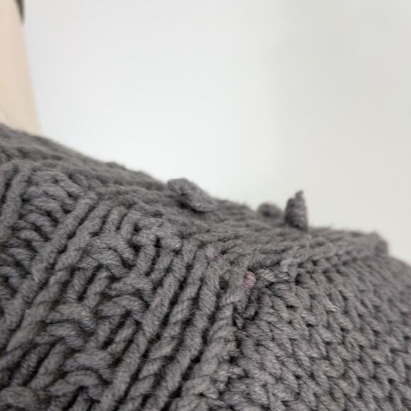 Y2K Banana Republic Cable Knit Sweater XS Gray Vneck Elena Bella Academia Chunky - Picture 8 of 10